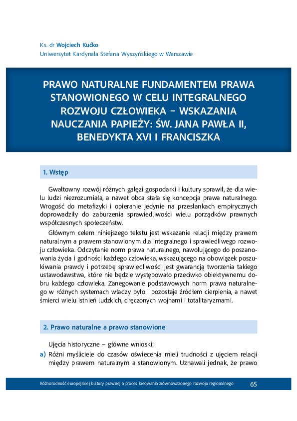 (PDF) Prawo naturalne fundamentem prawa stanowionego w celu