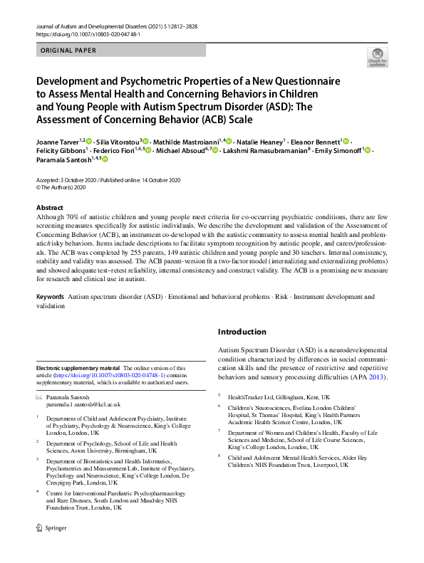 (PDF) Development and Psychometric Properties of a New Questionnaire to ...