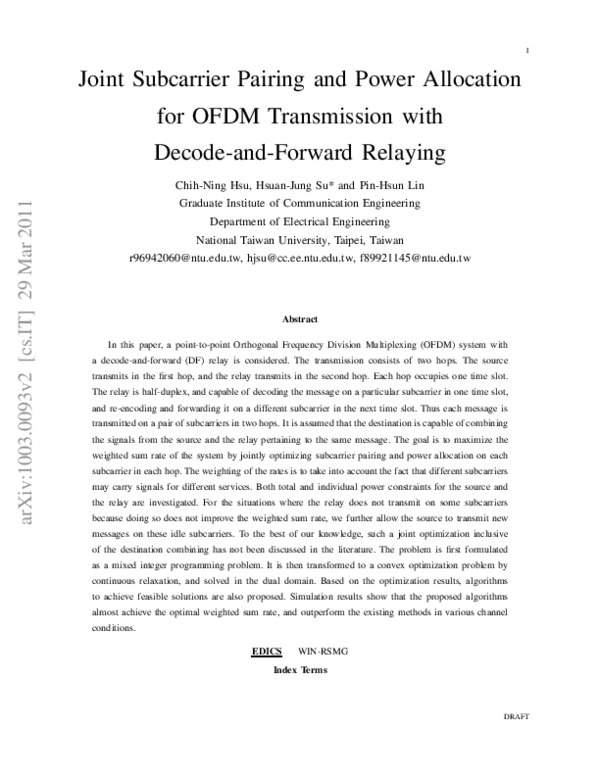 (PDF) Joint Subcarrier Pairing and Power Allocation for OFDM ...