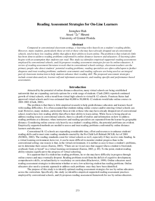 (PDF) Reading Assessment Strategies for Online Learners