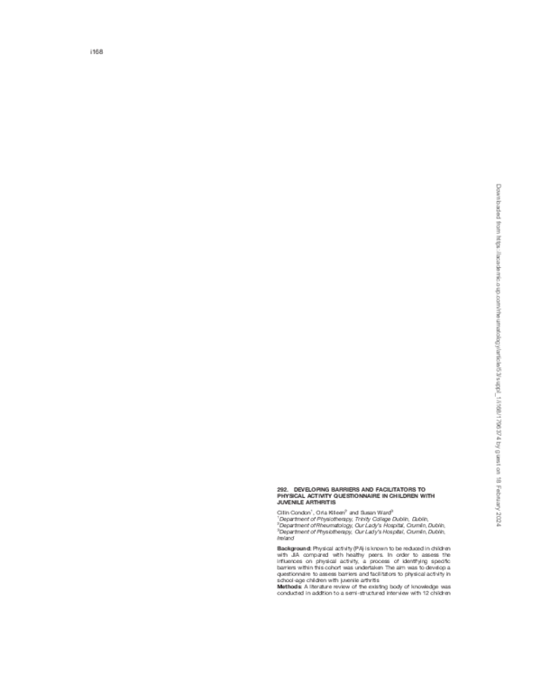 (PDF) 292. Developing Barriers and Facilitators to Physical Activity ...