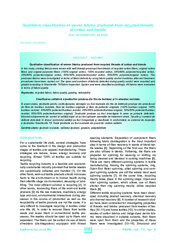 (PDF) Qualitative classification of woven fabrics produced from ...
