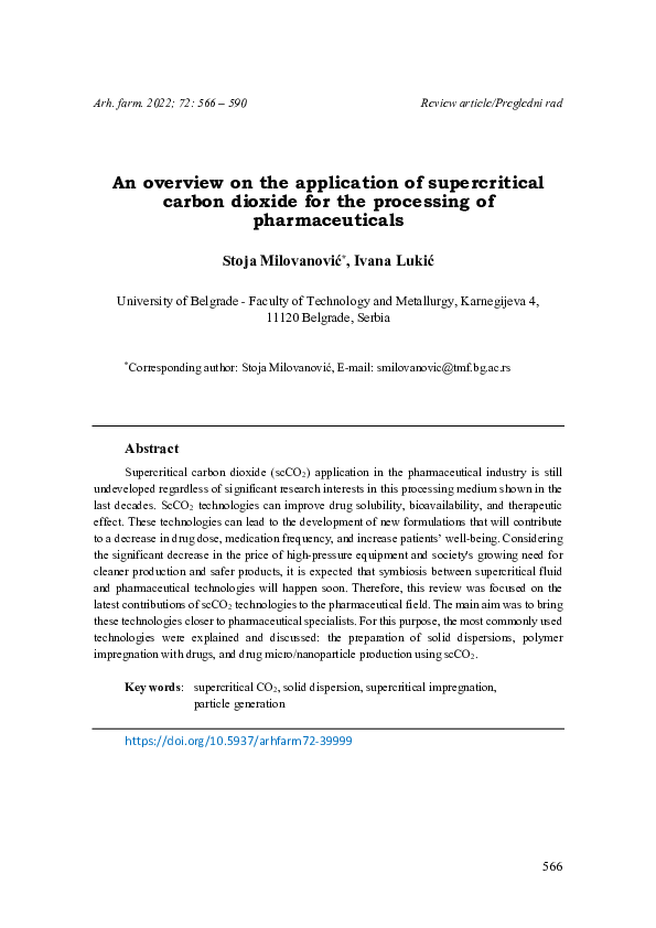 (PDF) An overview on the application of supercritical carbon dioxide ...