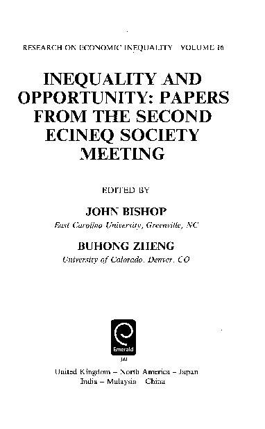 (PDF) Inequality and Opportunity: Papers from the Second ECINEQ Society ...