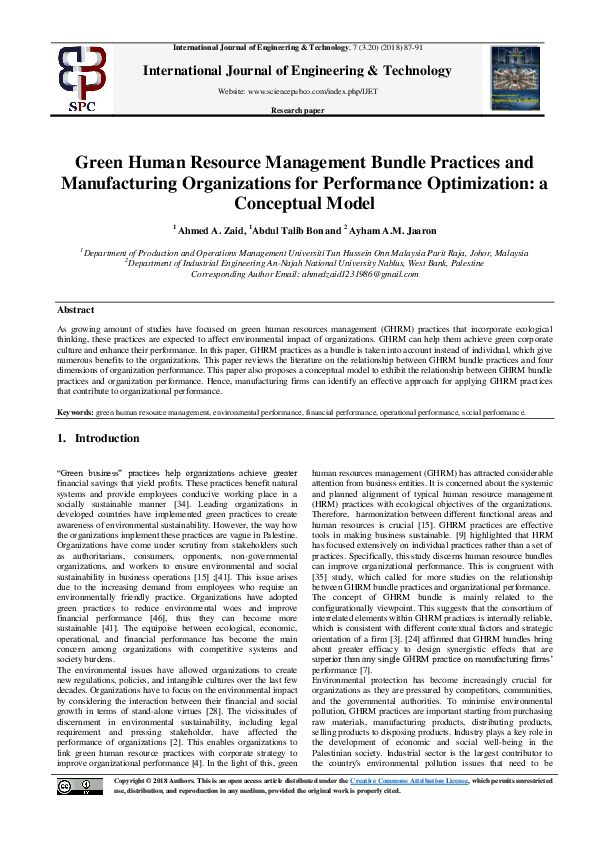 (PDF) Green Human Resource Management Bundle Practices and ...
