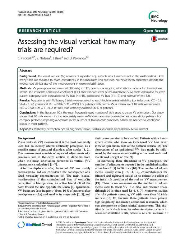 (PDF) Assessing the visual vertical: how many trials are required?