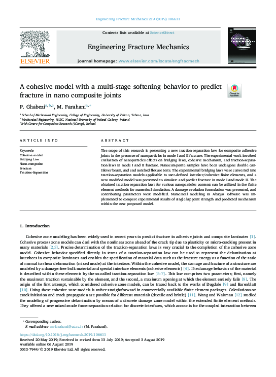 (PDF) A cohesive model with a multi-stage softening behavior to predict ...