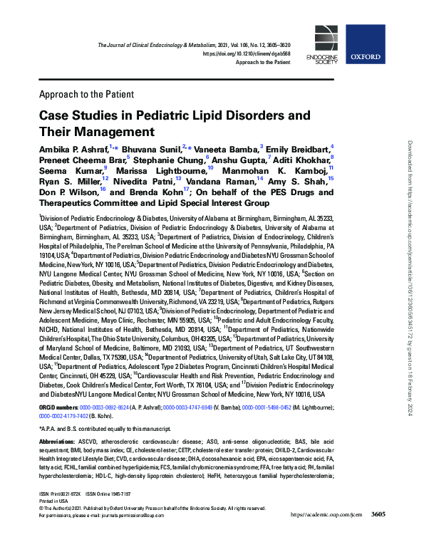 (PDF) Case Studies in Pediatric Lipid Disorders and Their Management