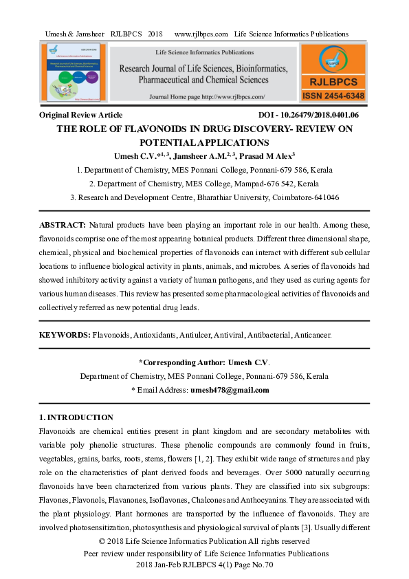 (PDF) The Role of Flavonoids in Drug Discovery-Review on Potential ...