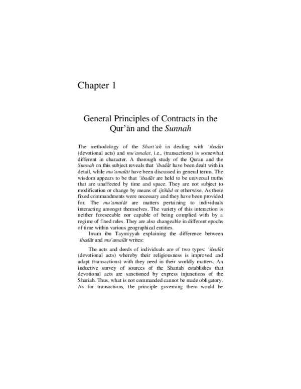 (PDF) Islamic Law of Contract and Business Transactions