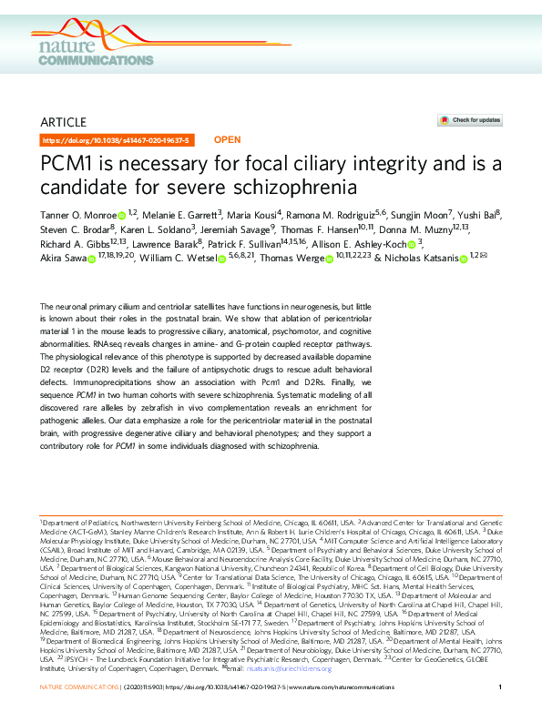 (PDF) PCM1 is necessary for focal ciliary integrity and is a candidate ...