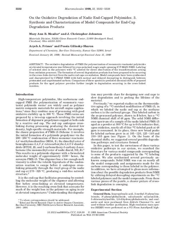 (PDF) On the Oxidative Degradation of Nadic End-Capped Polyimides