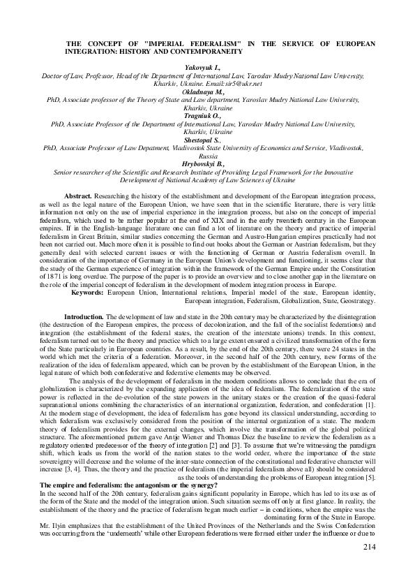 (PDF) The concept of "imperial federalism" in the service of european ...