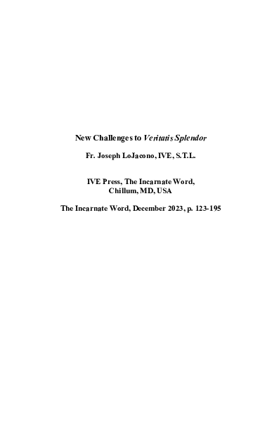 (DOC) New Challenges to Veritatis Splendor