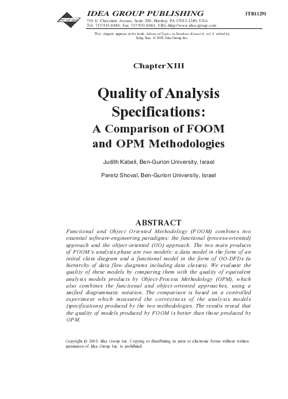 (PDF) Quality Analysis Specifications