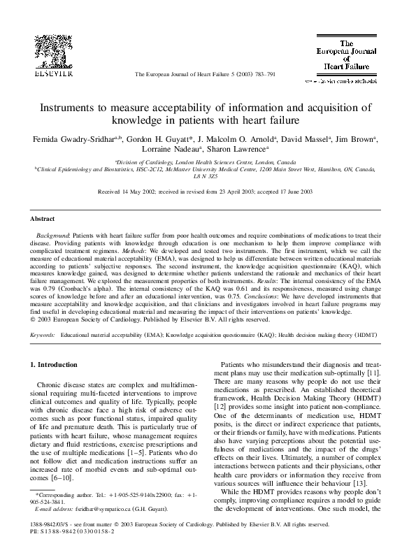 (PDF) Instruments to measure acceptability of information and ...