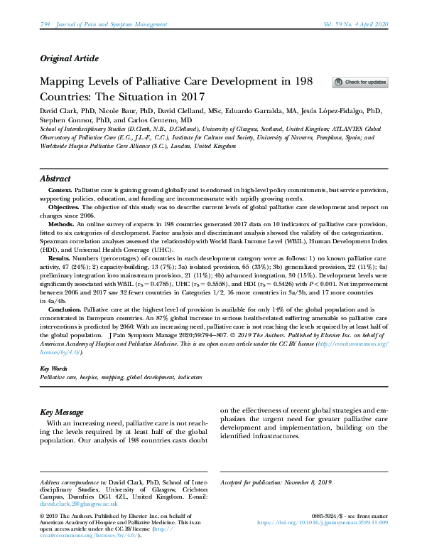 (PDF) Mapping Levels of Palliative Care Development in 198 Countries ...