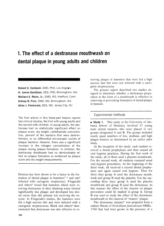 (PDF) 1. The Effect of a Dextranase Mouthwash on Dental Plaque in Young ...