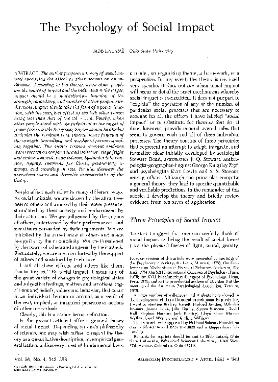 (PDF) The psychology of social impact