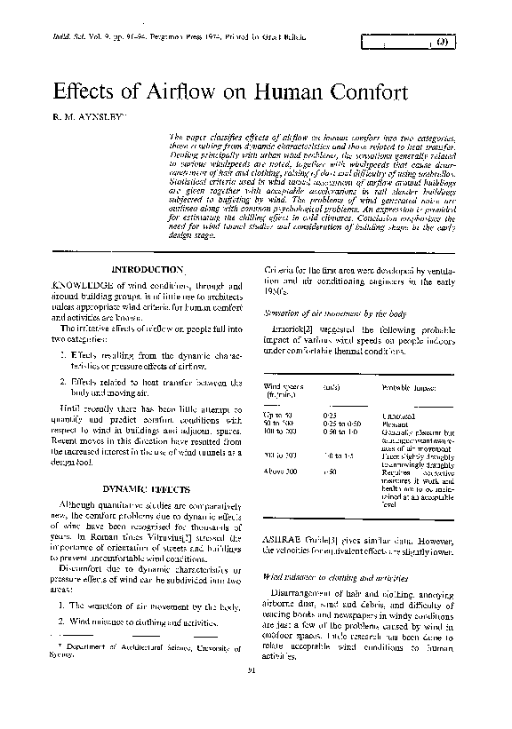 (PDF) Effects of airflow on human comfort