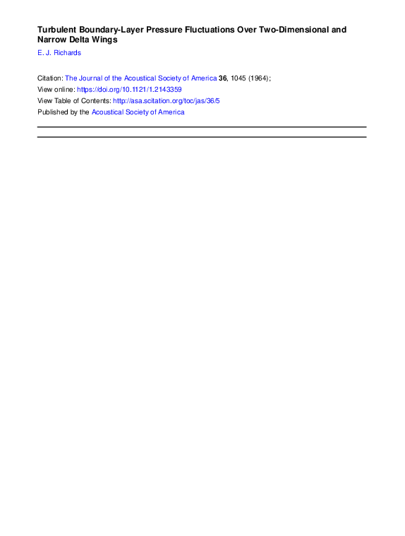 (PDF) Turbulent boundary layer pressure fluctuations at large scales