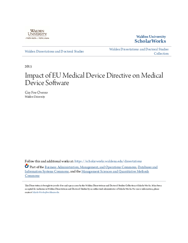 (PDF) Impact of EU Medical Device Directive on Medical Device Software