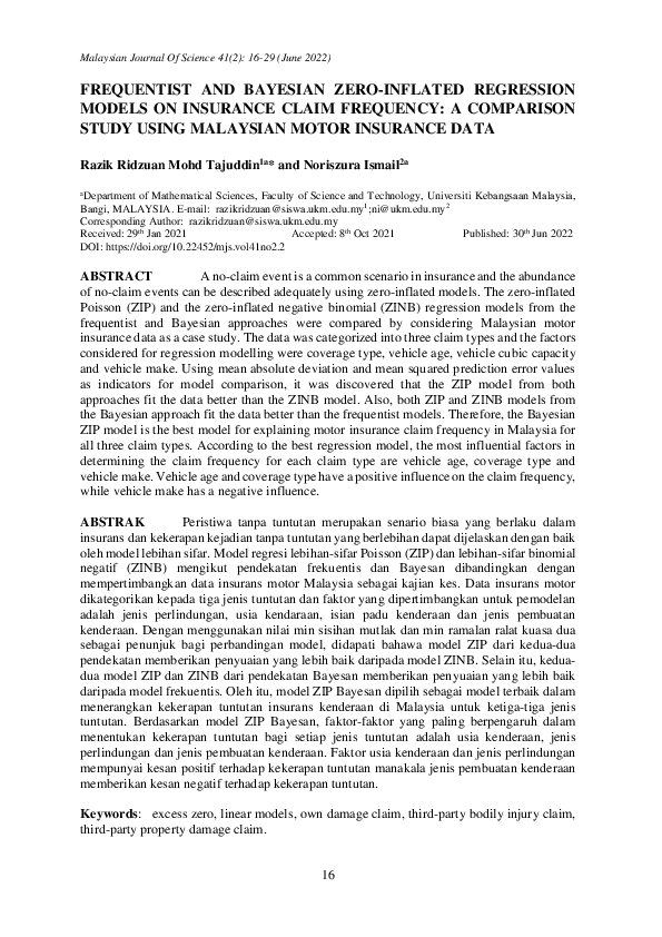 (PDF) Frequentist and Bayesian Zero-Inflated Regression Models on ...