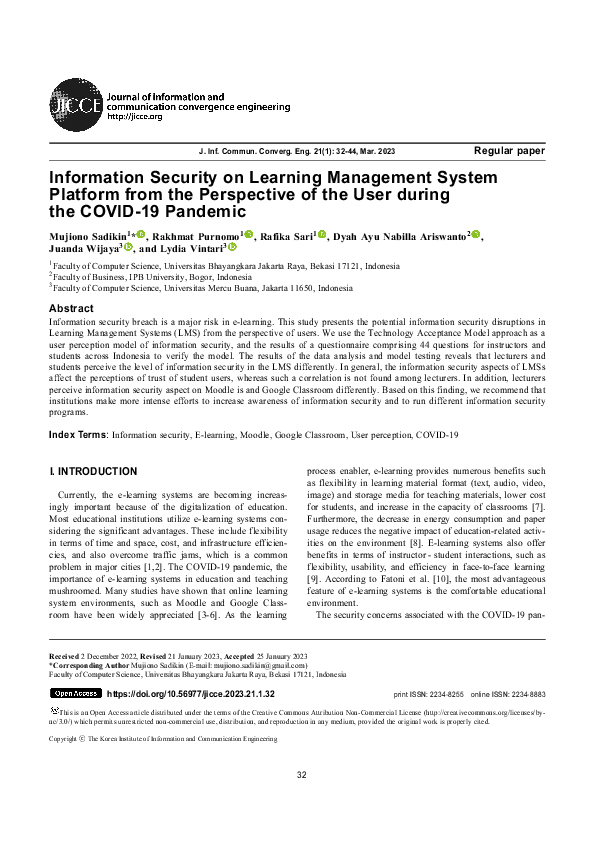 (PDF) Information Security on Learning Management System Platform from ...