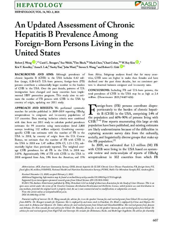 (PDF) An Updated Assessment of Chronic Hepatitis B Prevalence Among ...