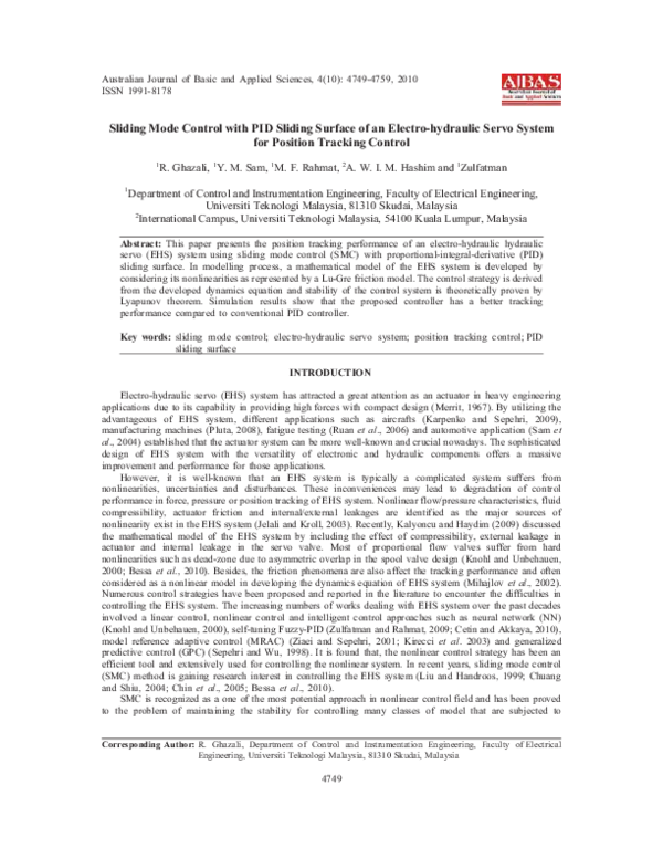 (PDF) Sliding mode control with PID sliding surface of an electro ...