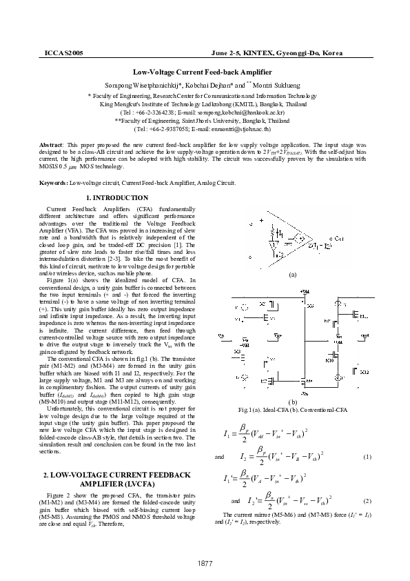 (PDF) Low-Voltage Current Feed-back Amplifier