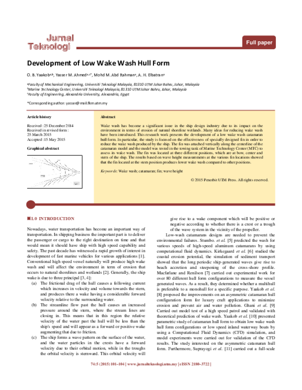 (PDF) Development of Low Wake Wash Hull Form