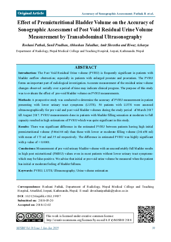 (PDF) Effect of Premicturitional Bladder Volume on the Accuracy of ...
