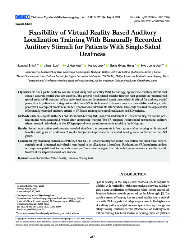 (PDF) Feasibility of virtual reality-based auditory localization ...
