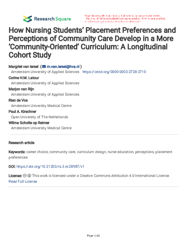 (PDF) How Nursing Students’ Placement Preferences and Perceptions of ...
