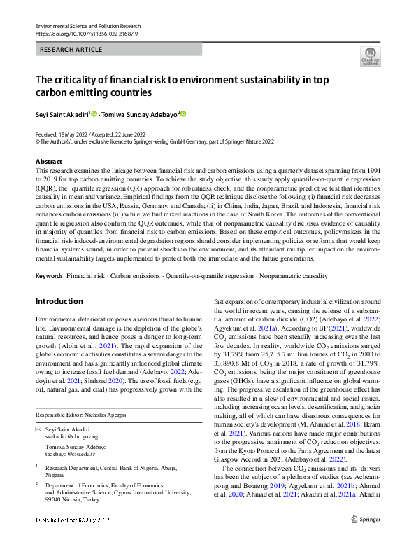 (PDF) The criticality of financial risk to environment sustainability ...