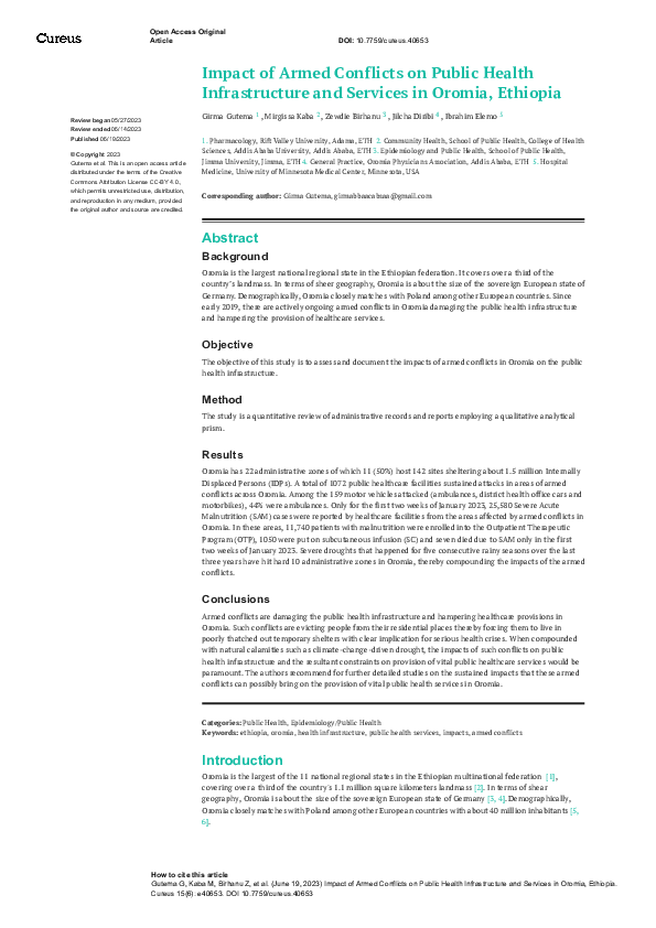(PDF) Impact of Armed Conflicts on Public Health Infrastructure and ...