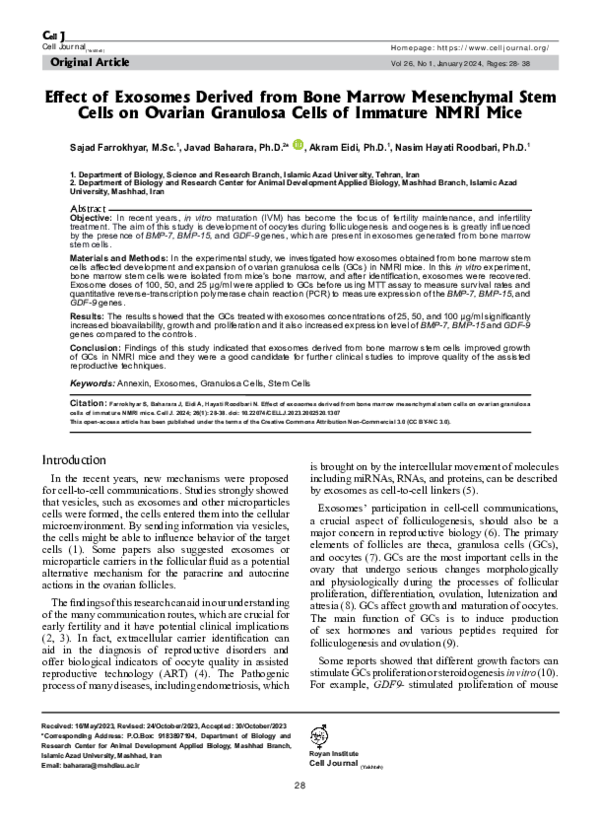 (PDF) Effect of Exosomes Derived from Bone Marrow Mesenchymal Stem ...