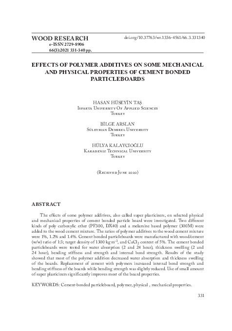 (PDF) Effects of Polymer Additives on Some Mechanical and Physical ...