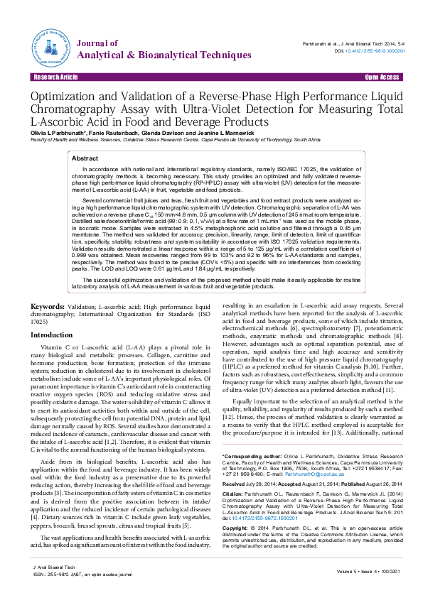 (PDF) Optimization and Validation of a Reverse-Phase High Performance ...