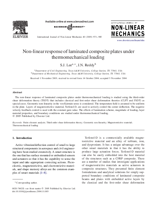 (PDF) Non-linear response of laminated composite plates under ...