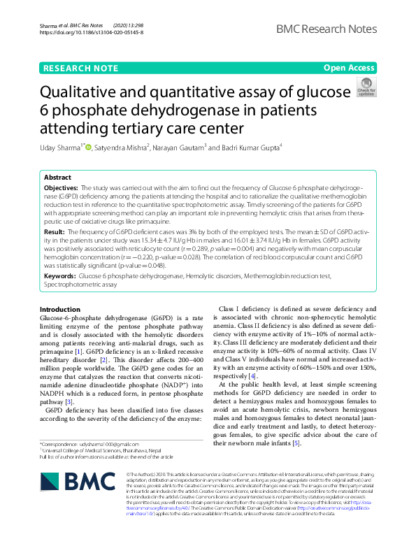 (PDF) Qualitative and quantitative assay of glucose 6 phosphate ...