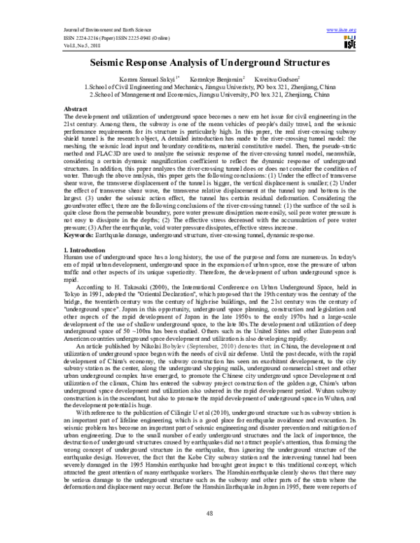(PDF) Seismic Response Analysis of Underground Structures