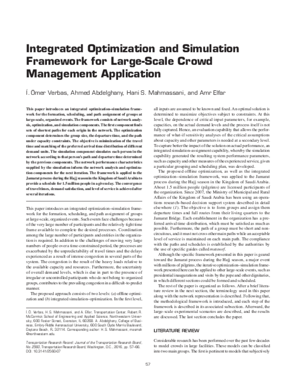 (PDF) Integrated Optimization and Simulation Framework for Large-Scale ...