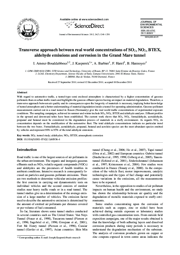 (PDF) Transverse approach between real world concentrations of SO2, NO2 ...