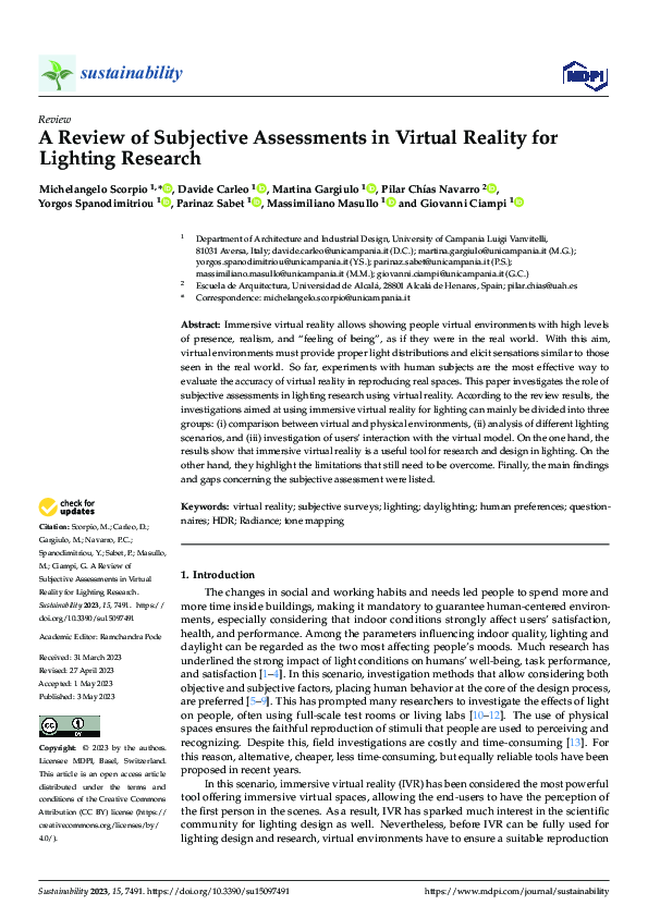 (PDF) A Review of Subjective Assessments in Virtual Reality for ...