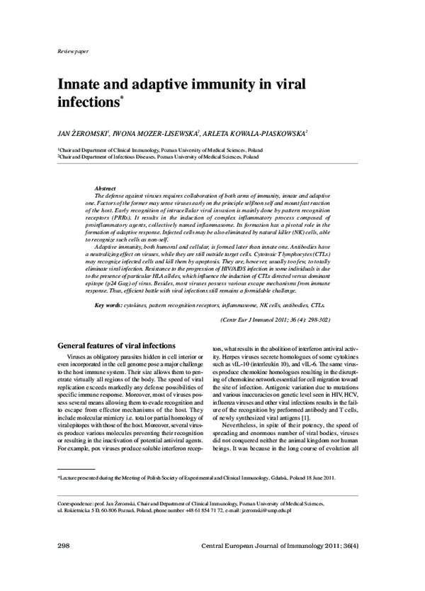 (PDF) Review paper Innate and adaptive immunity in viral infections