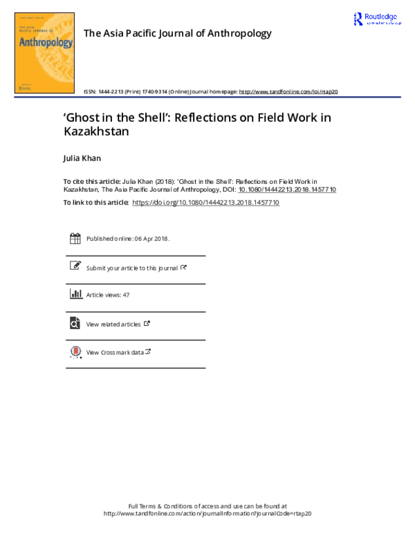 (PDF) ‘Ghost in the Shell’: Reflections on Fieldwork in Kazakhstan