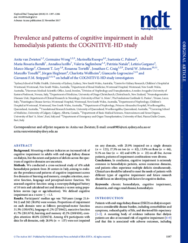 (PDF) Prevalence and patterns of cognitive impairment in adults on ...