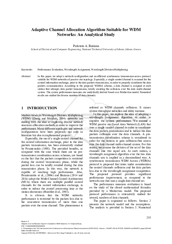 (PDF) Adaptive Channel Allocation Algorithm Suitable for WDM Networks ...
